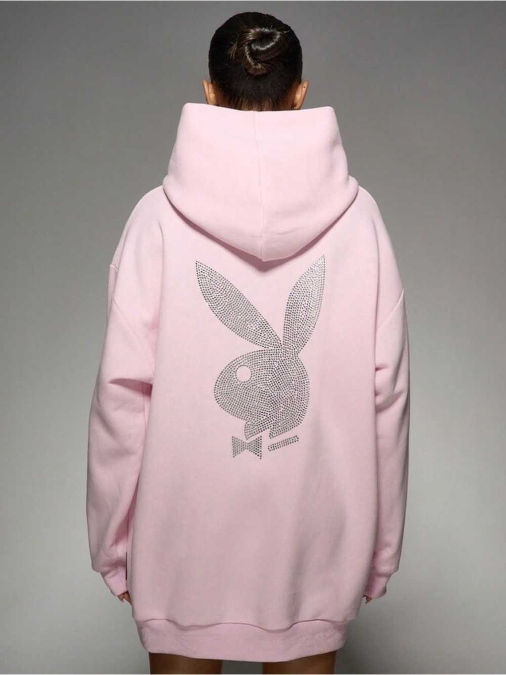 Pink Playboy x Missguided Hoodie with Rhinestone Bunny XS